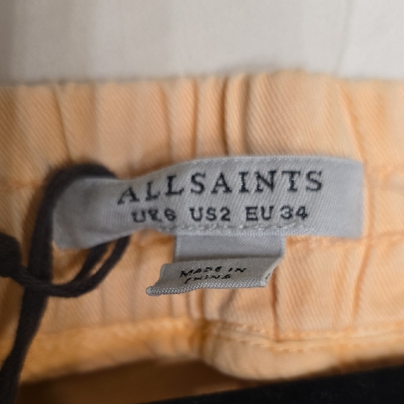 All Saints Soft Peach Off-Shoulder Mini Dress - Picture 2 of 13